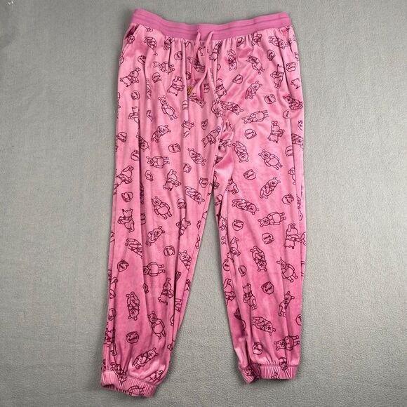 Disney Womens Pink Velour Active Pajama Sweatpants Pooh bear prints,Size XXLarge - Picture 1 of 8